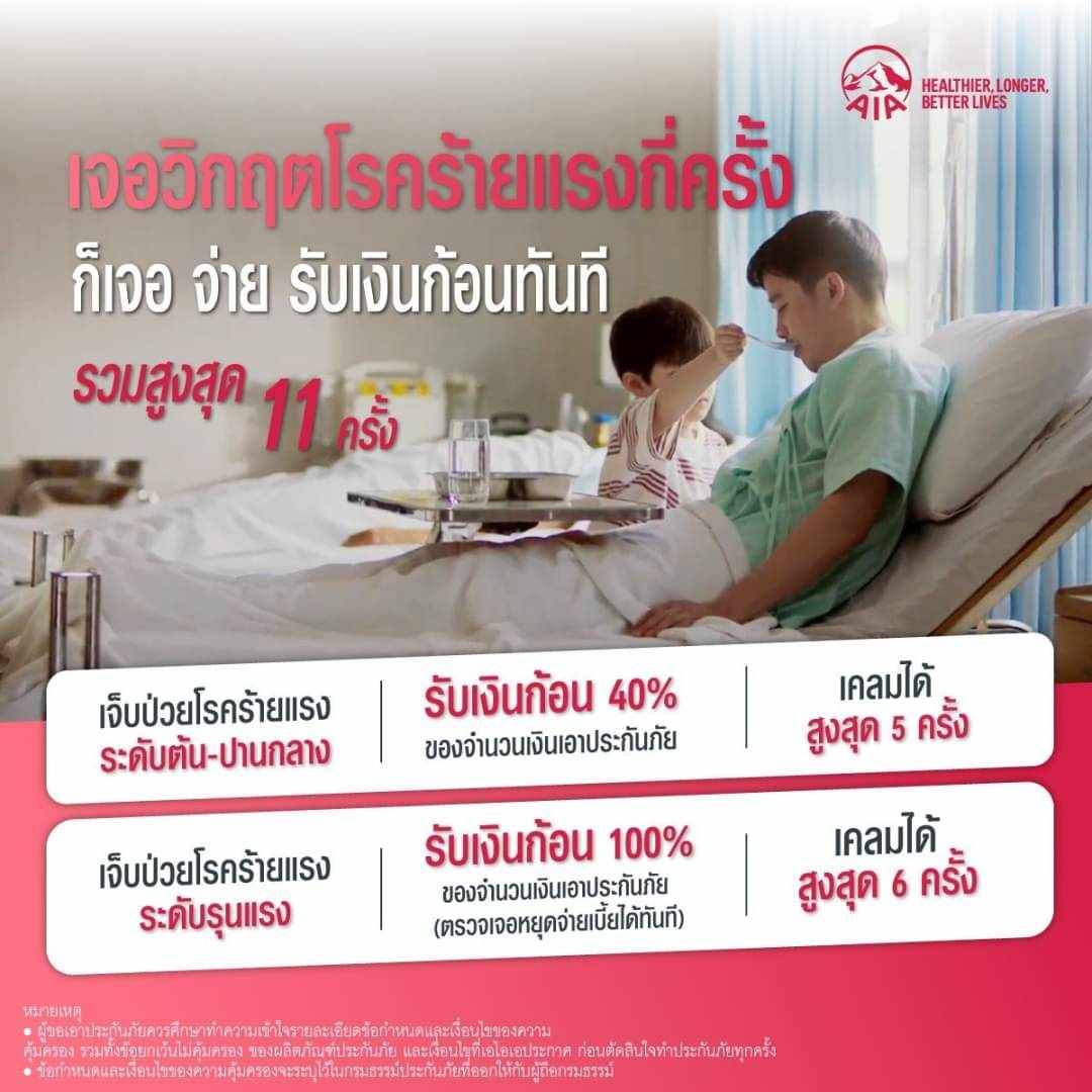 ประกันโรคร้าย เจอจ่ายหลายจบ AIA และประกันชีวิต ประกันสุขภาพ ประกันสะสมทรัพย์ พร้อมดูแลใส่ใจตั้งแต่ต้น  ดูแลตลอดไม่ทิ้งกลางทาง รูปที่ 3