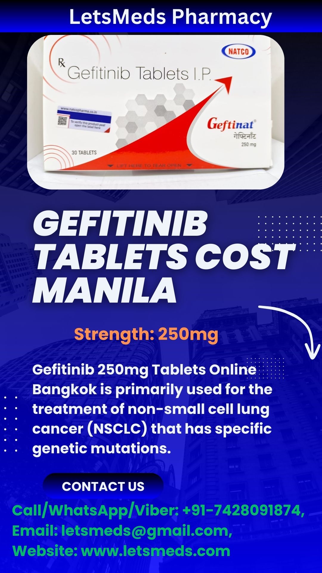 Generic Gefitinib 250mg Tablets Lowest Cost China, Dubai, Manila รูปที่ 1