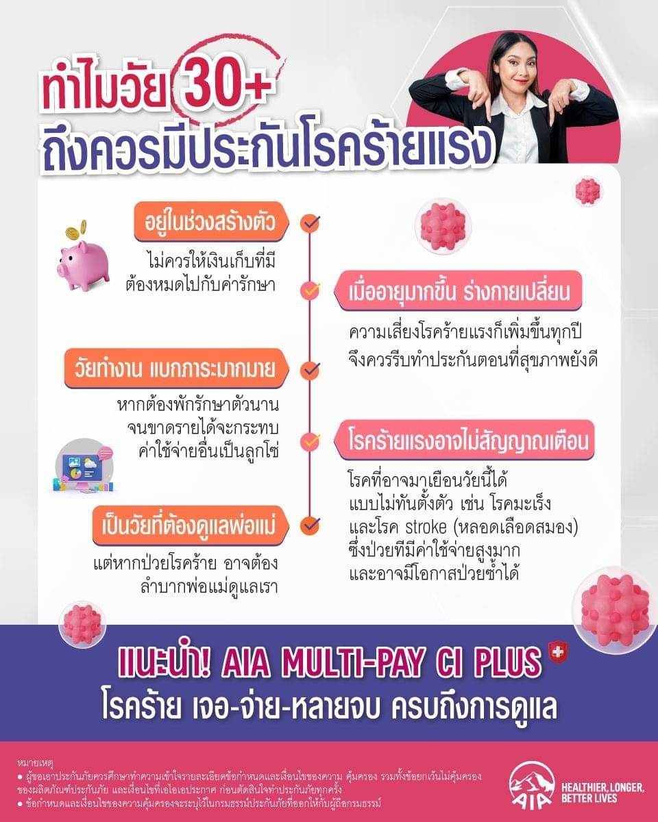 ประกันโรคร้าย เจอจ่ายหลายจบ AIA และประกันชีวิต ประกันสุขภาพ ประกันสะสมทรัพย์ พร้อมดูแลใส่ใจตั้งแต่ต้น  ดูแลตลอดไม่ทิ้งกลางทาง รูปที่ 5