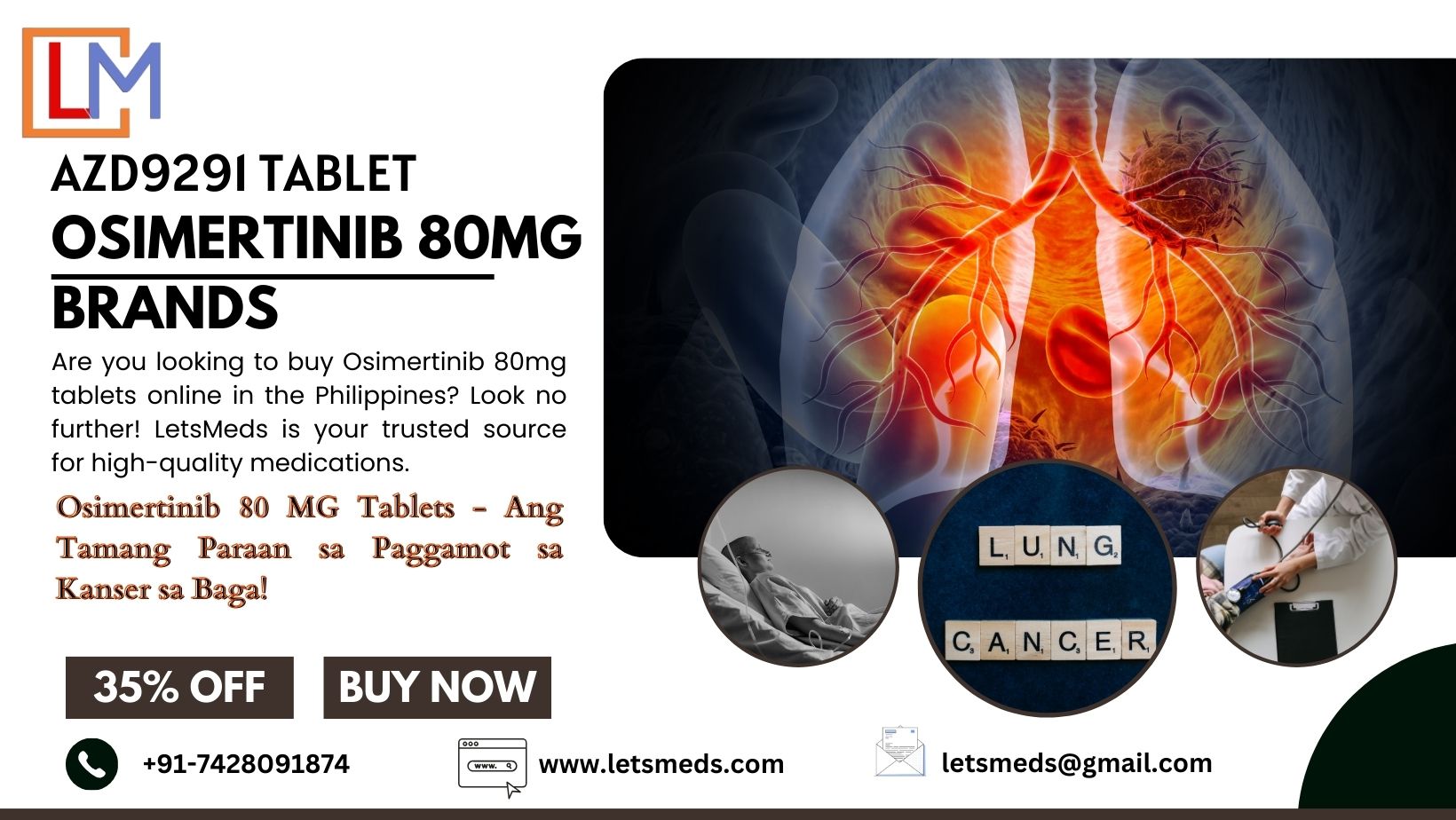 Buy Osimertinib 80mg Tablet Price Online | AZD9291 Brands Cost Philippines Thailand Singapore รูปที่ 1