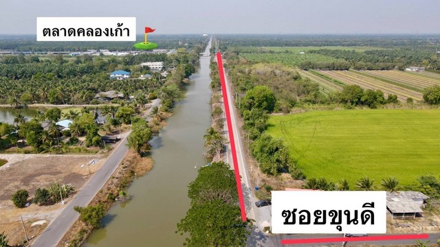 #ที่ดินคลอง9 ซอยขุนดี  50 ตร.ว หนองเสือ ปทุมธานี ถมแล้ว ถนนคอนกรีต น้ำไฟ พร้อม  รูปที่ 1