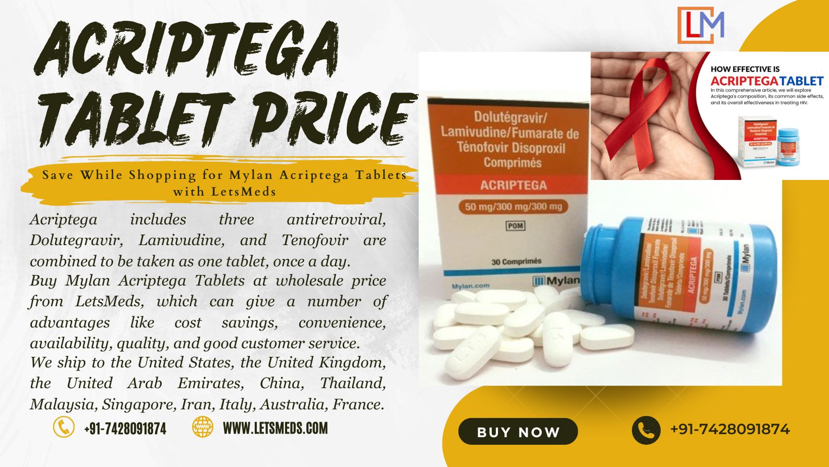 Dolutegravir Lamivudine and Tenofovir Brands Price | Mylan Acriptega Tablet Wholesale Philippines รูปที่ 1