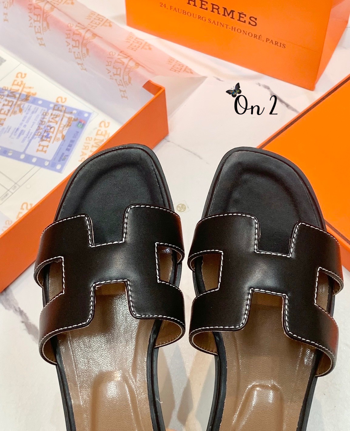 Hermes oran sandal รองเท้าแตะสวมรุ่นตัวแม่หนังเดินด้ายแบบออริจินัลทรงเริ่ดมากกกกกก รูปที่ 5