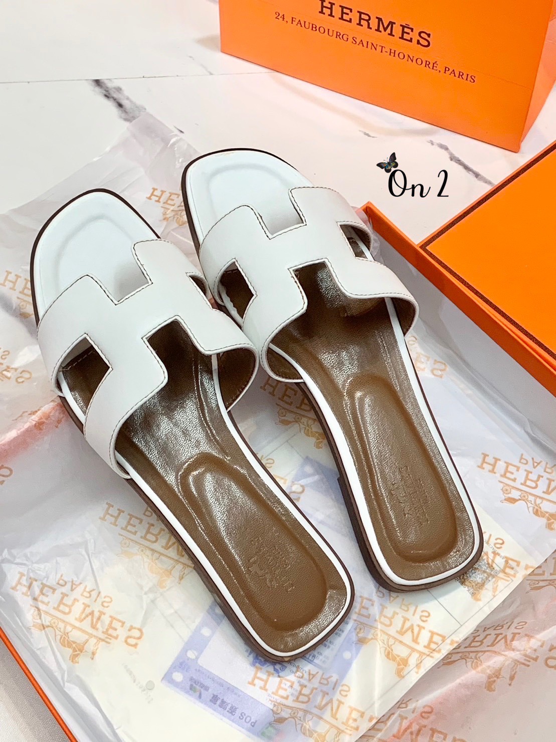 Hermes oran sandal รองเท้าแตะสวมรุ่นตัวแม่หนังเดินด้ายแบบออริจินัลทรงเริ่ดมากกกกกก รูปที่ 4