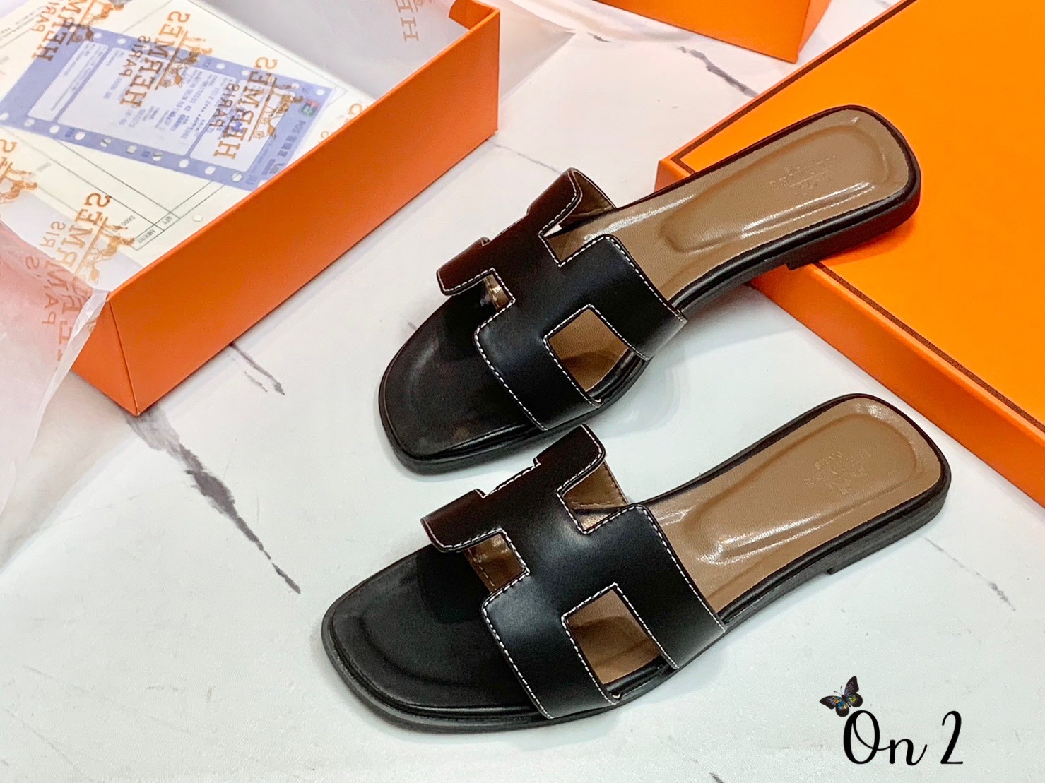 Hermes oran sandal รองเท้าแตะสวมรุ่นตัวแม่หนังเดินด้ายแบบออริจินัลทรงเริ่ดมากกกกกก รูปที่ 6