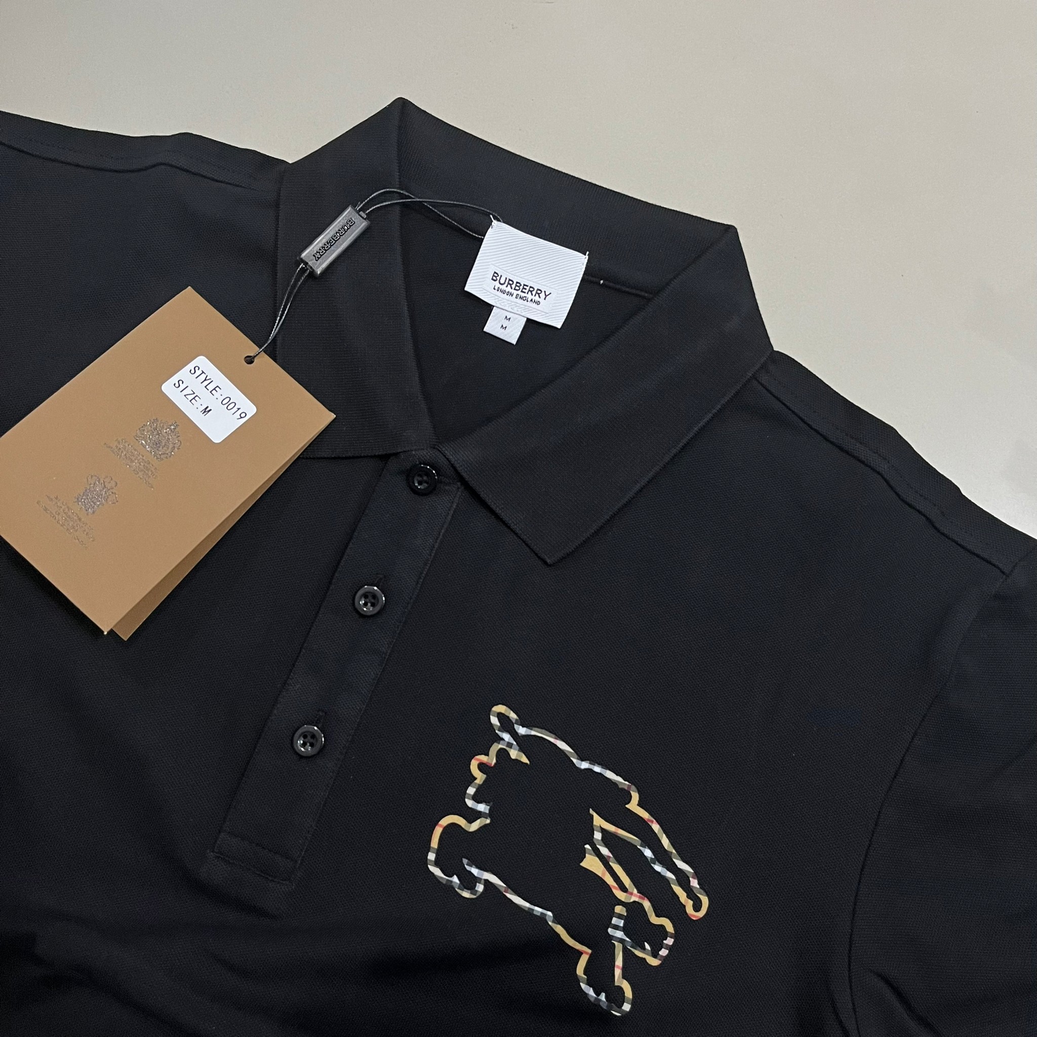 New Burberry Check EKD Polo Shirt   ดำ รูปที่ 3