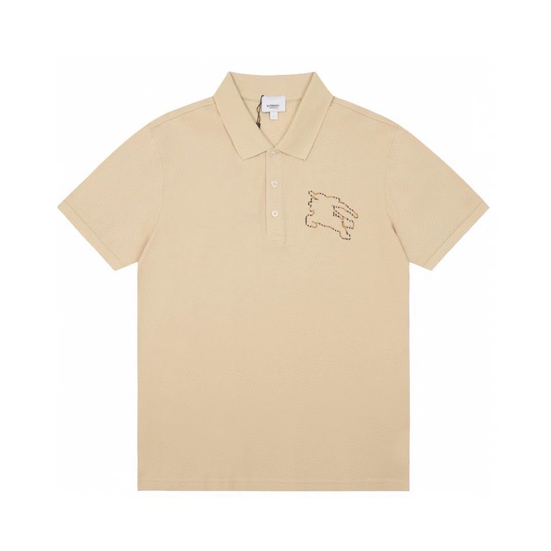 New Burberry Check EKD Polo Shirt  เบจ รูปที่ 4