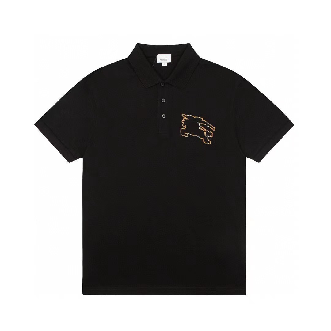New Burberry Check EKD Polo Shirt   ดำ รูปที่ 5
