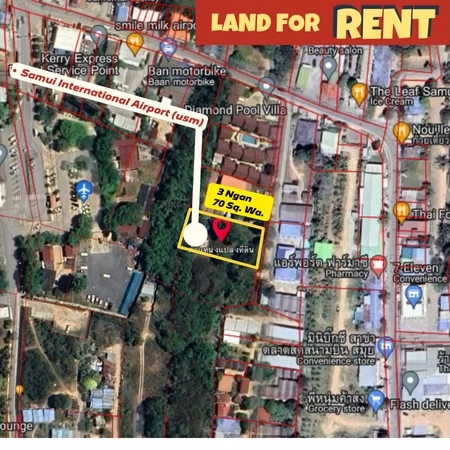 Vacant land for rent, area 370 sq m, near Koh Samui airport. รูปที่ 1