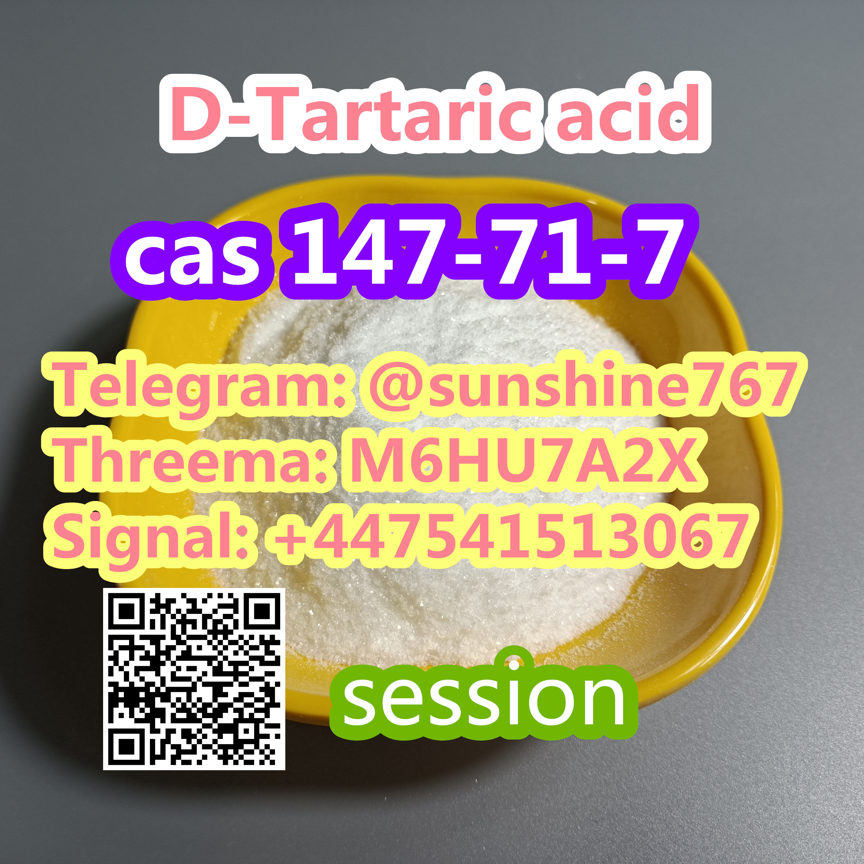 Telegram: @sunshine767 D-Tartaric acid cas 147-71-7 รูปที่ 1