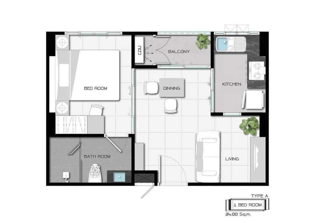 ขาย2.2ล.หรือเช่า10,000บ. คอนโดเดอะกรีนซิตี้2 The Greencity Condo2 ชั้น7, 34ม. หน้า รร.วชิรวิทย์ โครงการ CBP ต.หนองป่าครั่ง เมือง เชียงใหม่ รูปที่ 1