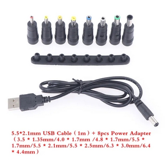 Deng 8ชิ้นหัวแปลงอะแดปเตอร์ DC สำหรับแล็ปท็อป (3.5-6.4มม.) + สาย USB 5.5*2.1มม. (1ม.) รูปที่ 1