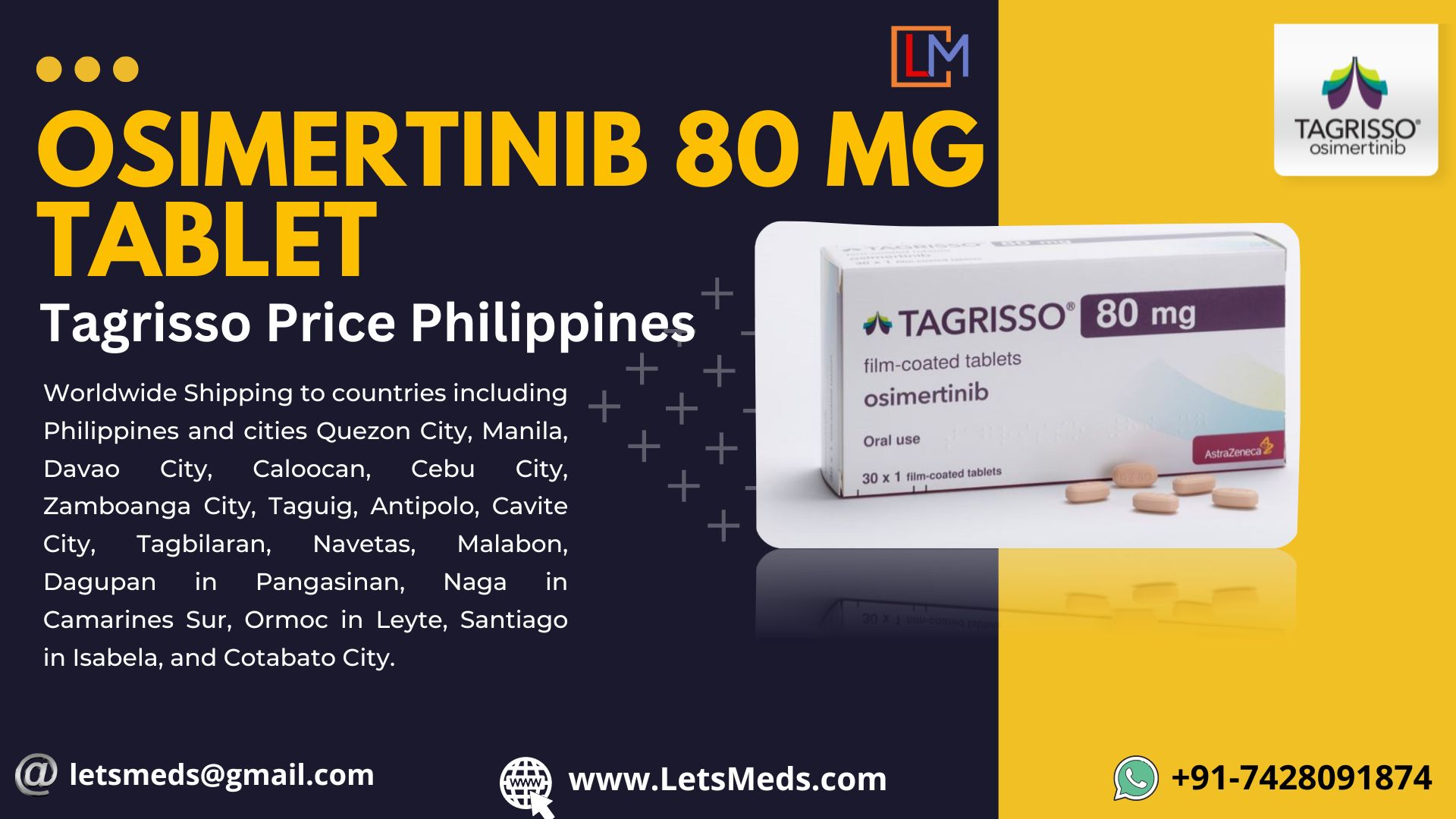 Buy Tagrisso 80 mg Tablet Osimertinib Price Philippines รูปที่ 1