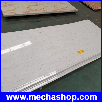 UV Marble Board รุ่น Beige white  แผ่นลายหินอ่อน ไม้เทียม แผ่นหินเทียม หินวีเนียร์ ตกแต่งบ้าน ตกแต่งผนัง Size: W1220mm * L2440mm* 4mm Material: Pvc Resin & Calcium Powder รูปที่ 1