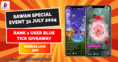 Sawan Special Event 31 July: Rank 1 User Blue Tick Giveaway by #Bindas Live