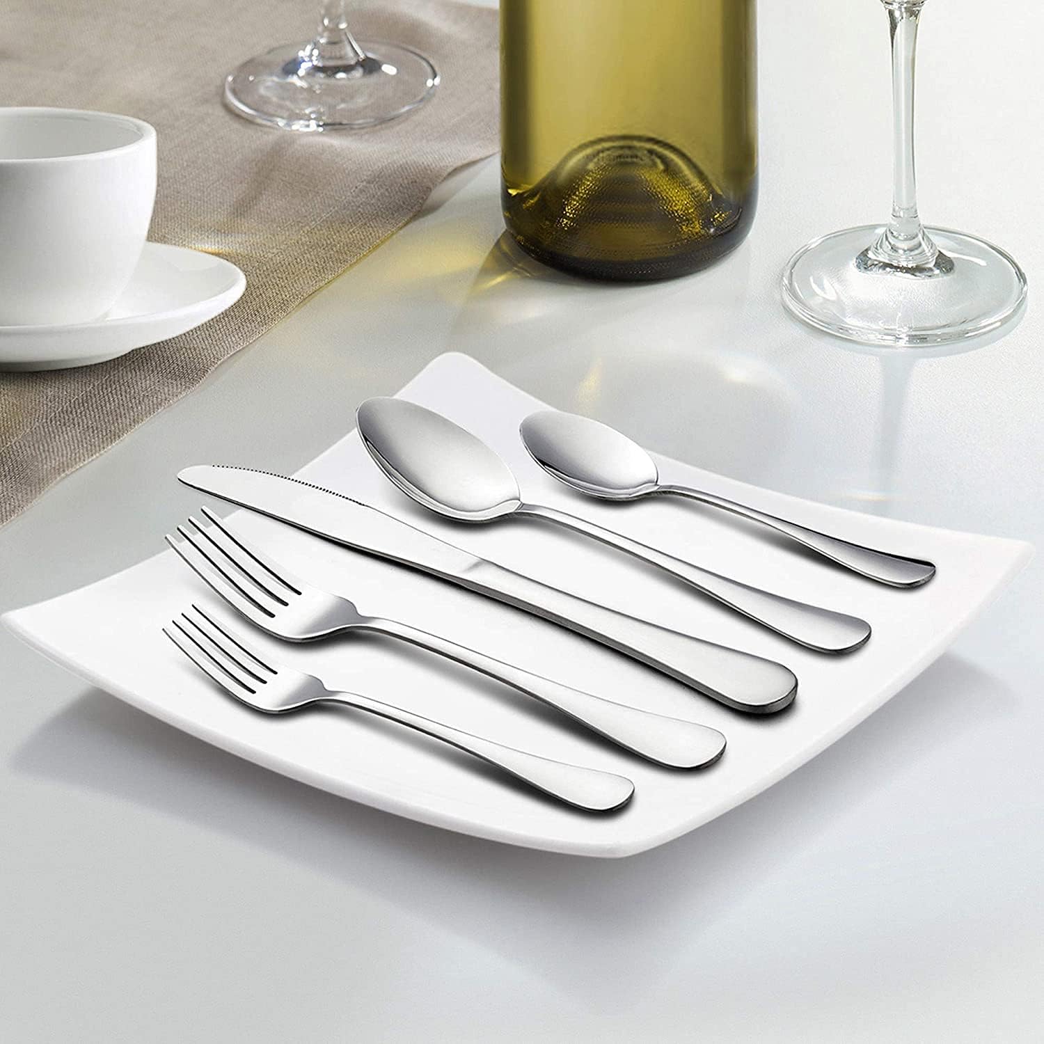 [พร้อมส่ง] ชุดช้อนส้อม set 24ชิ้น + ที่เก็บช้อน 1 ชิ้น cutlery set ช้อนเงิน ช้อนทอง อย่างหนา ช้อนสแตนเลสแท้ ไม่เป็นสนิม รูปที่ 4