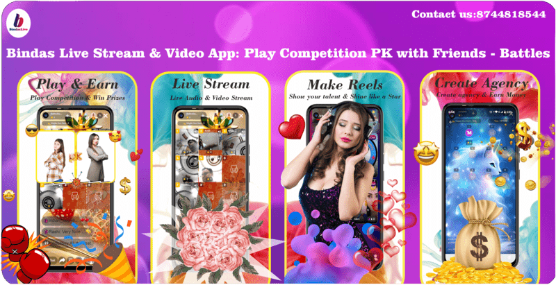 Bindas Live Stream & Video App: Play Competition PK with Friends - Battles | Live Stream, Video Chat | Live Battles รูปที่ 1