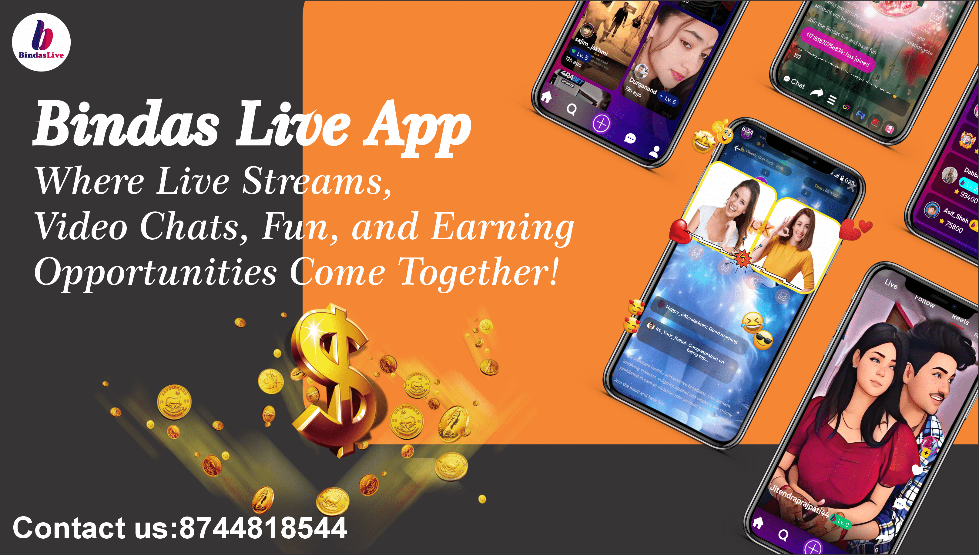 Bindas Live: Compete in PK Battles, Stream Live, and Audio & video Chat with Friends! รูปที่ 1