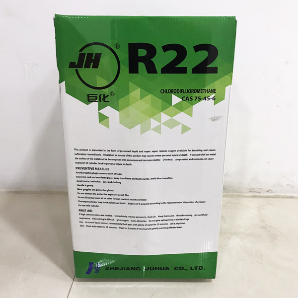 น้ำยาแอร์R22ยี่ห้อJHกล่องสีเขียวขนาดบรรจุ13.6กิโลกรัมรุ่นUN1018จำหน่ายพร้อมถังเติมได้มาตรฐานการผลิตสำหรับใช้เติมระบบน้ำยาแอร์R-22ได้ทุกระบบแอร์แอร์บ้านแอร์สำนักงานแอร์โรงงาน รูปที่ 4