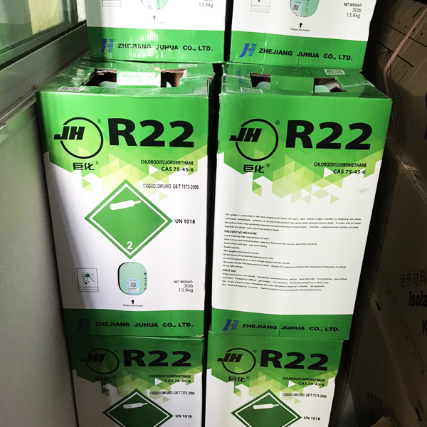 น้ำยาแอร์R22ยี่ห้อJHกล่องสีเขียวขนาดบรรจุ13.6กิโลกรัมรุ่นUN1018จำหน่ายพร้อมถังเติมได้มาตรฐานการผลิตสำหรับใช้เติมระบบน้ำยาแอร์R-22ได้ทุกระบบแอร์แอร์บ้านแอร์สำนักงานแอร์โรงงาน รูปที่ 6