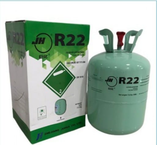 น้ำยาแอร์R22ยี่ห้อJHกล่องสีเขียวขนาดบรรจุ13.6กิโลกรัมรุ่นUN1018จำหน่ายพร้อมถังเติมได้มาตรฐานการผลิตสำหรับใช้เติมระบบน้ำยาแอร์R-22ได้ทุกระบบแอร์แอร์บ้านแอร์สำนักงานแอร์โรงงาน รูปที่ 3
