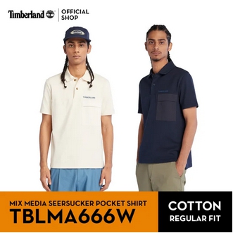 Timberland Men’s Mix Media Seersucker Pocket Polo โปโล (TBLMA666W) รูปที่ 1