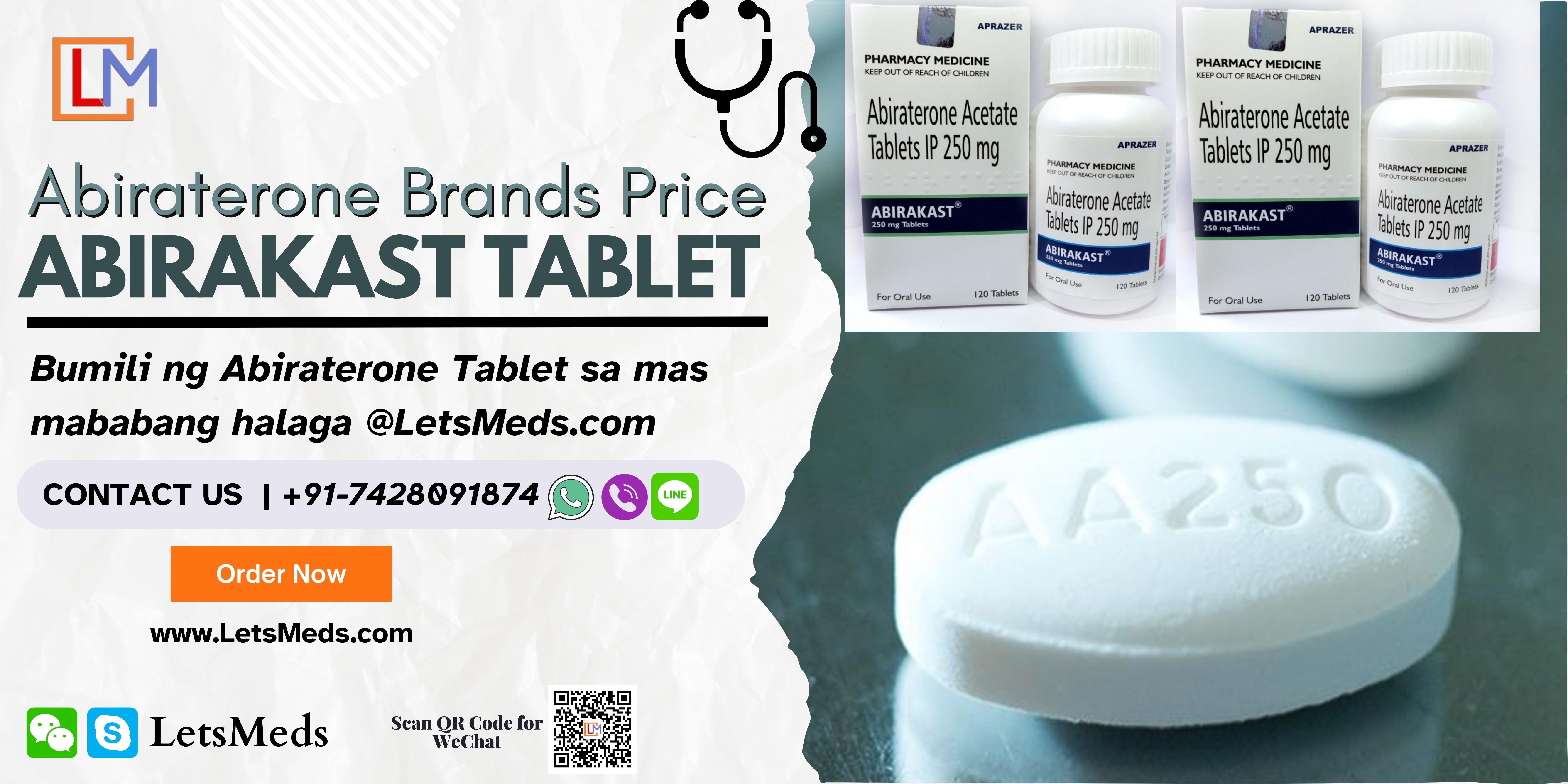 Abirakast 250 mg Abiraterone Tablet Online Price Philippines รูปที่ 1