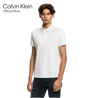 CALVIN KLEIN เสื้อโปโลผู้ชาย ทรง Slim รุ่น J321658 YAF - สีขาว รูปที่ 1