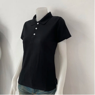 เสื้อโปโลสีดำ แบบแขนปล่อย ไม่ปักโลโก้ แบบชาย มีกระเป๋า แบบหญิง ไม่มีกระเป๋าเป็นเสื้อทรงเข้ารูป รูปที่ 5