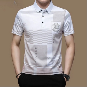 เสื้อยืดแขนสั้นสำหรับผู้ชาย,เสื้อสวมหัวเสื้อโปโลลายมีกระดุมคอปกเสื้อพิมพ์ลายตัวอักษร2023ฤดูร้อนใหม่ รูปที่ 4
