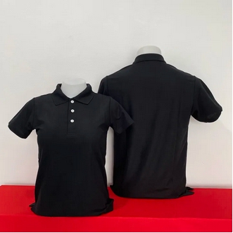 เสื้อโปโลสีดำ แบบแขนปล่อย ไม่ปักโลโก้ แบบชาย มีกระเป๋า แบบหญิง ไม่มีกระเป๋าเป็นเสื้อทรงเข้ารูป รูปที่ 4