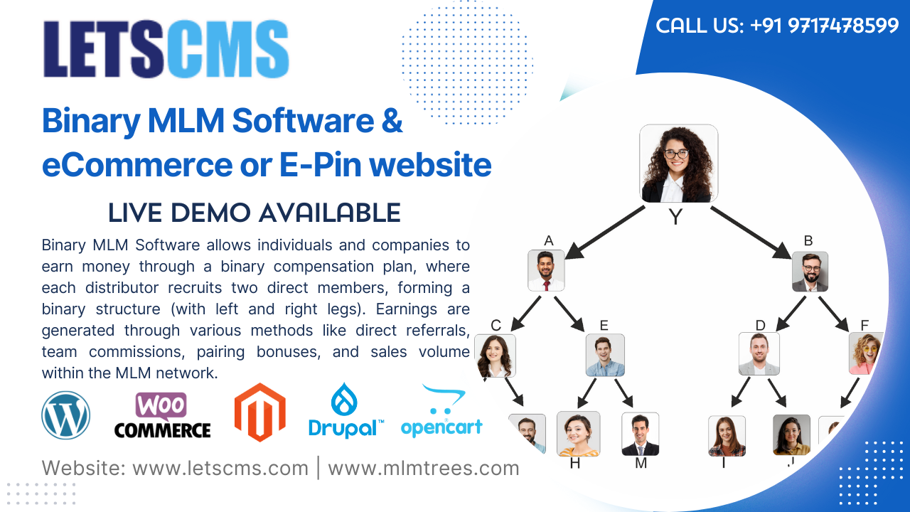 Binary Mlm Software & ecommerce or E-pin website | Binary MLM low-cost Price  รูปที่ 1