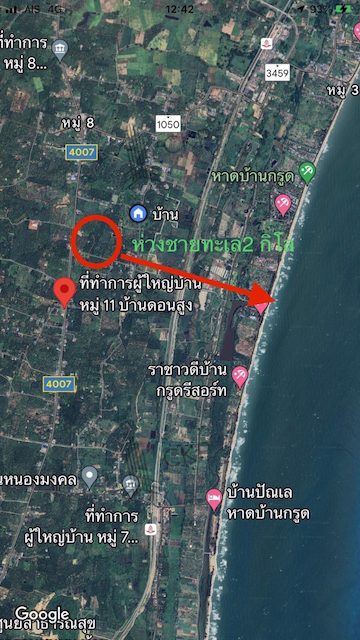 ขาย ที่ดินสวนมะพร้าวพร้อมบ้านสวน ห่างจากหาดบ้านกรูดเพียง 2 กิโลเมตร รูปที่ 1