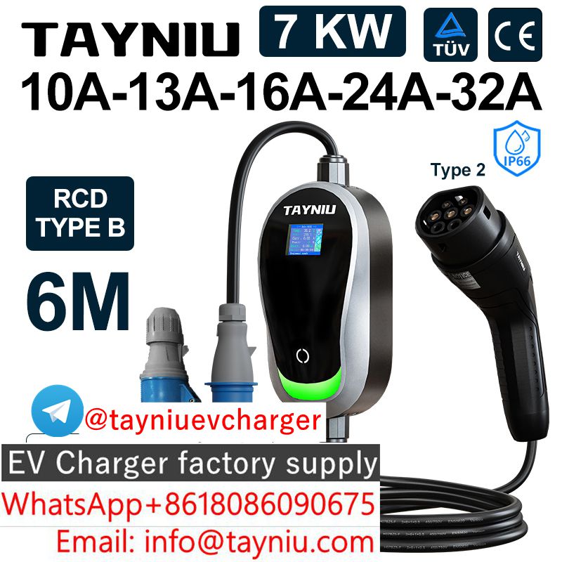 Portable EV Charger 16A 7KW Fast EV Charger Type 2 Electric Car Charger EV Auto Electric Car Station รูปที่ 4