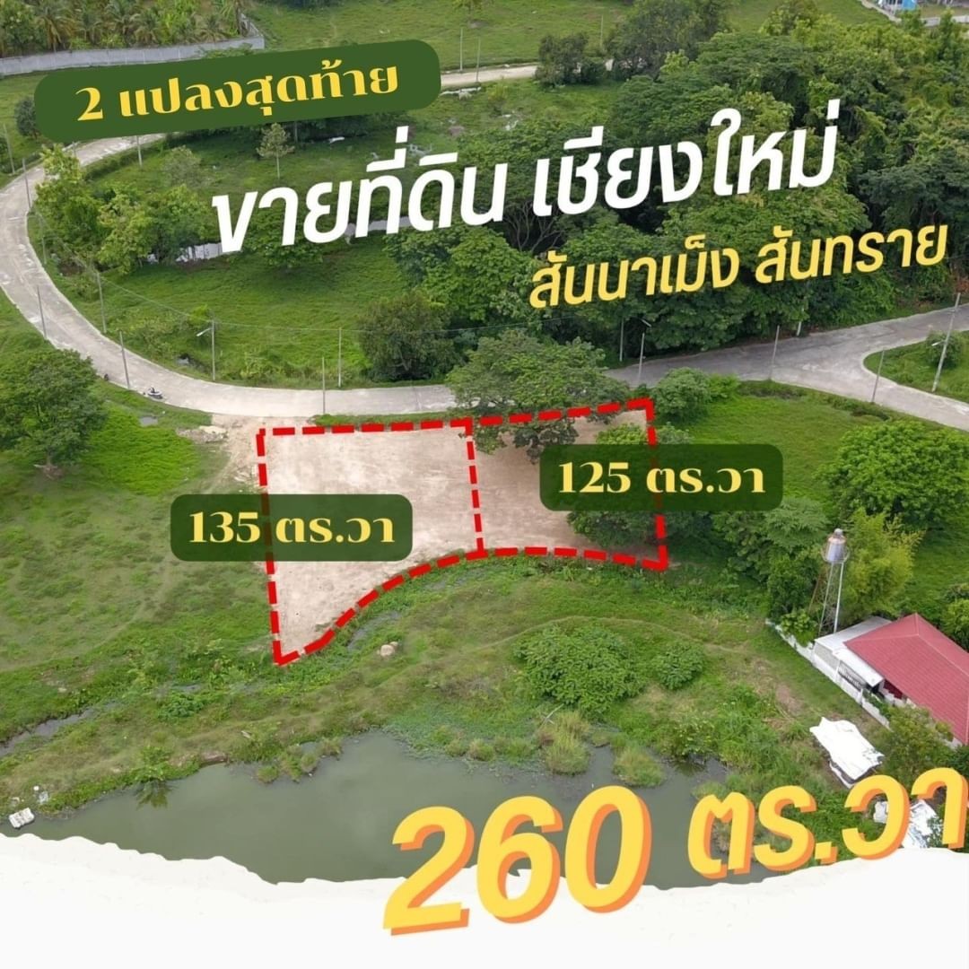 ถูกเวอร์ #ที่ดินติดทะเลสาบ ขายเพียง 1.69 ล้าน 260 ตรว. สันนาเม็ง สันทราย ใกล้ห้างเซ็นทรัลเฟสติวัล 12 นาที ทำเลดี สงบ ธรรมชาติสวย เย็นสบาย รูปที่ 1