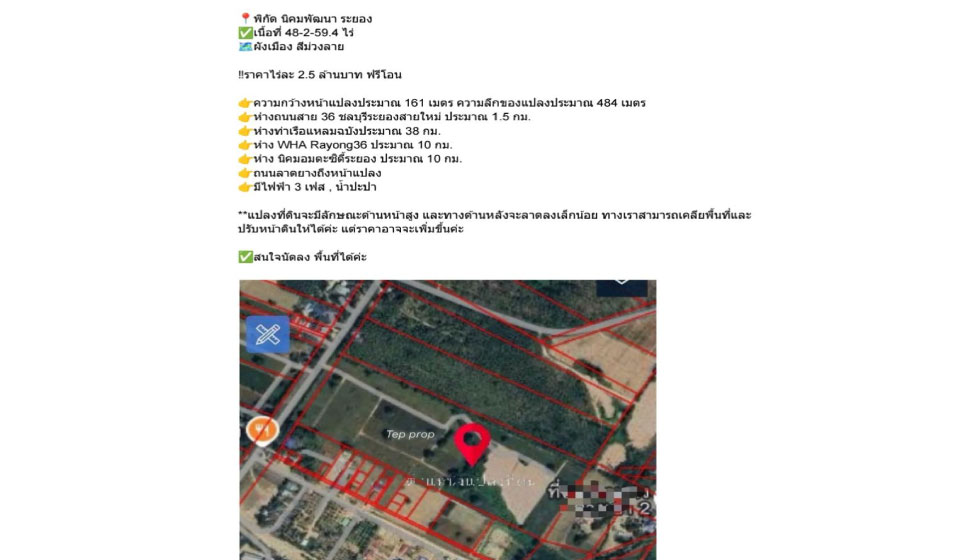 ขายที่ดินสร้างโรงงาน ผังสีม่วง 48 ไร่ ต.มะขามคู่ อ.นิคมพัฒนา จ.ระยอง  รูปที่ 2