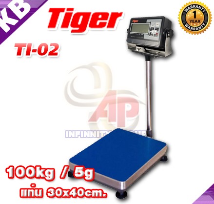 เครื่องชั่งตั้งพื้น 100kg ความละเอียด 5g ยี่ห้อ Tiger รุ่น TI–02 แท่นชั่งขนาดฐาน 30x 40cm. (Bluetooth) รูปที่ 1