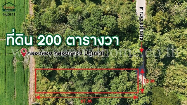 ที่ดินเปล่า 200 ตร.ว ซอยเอราวัณ 4 คลองหลวงสอง ปทุมธานี รูปที่ 1