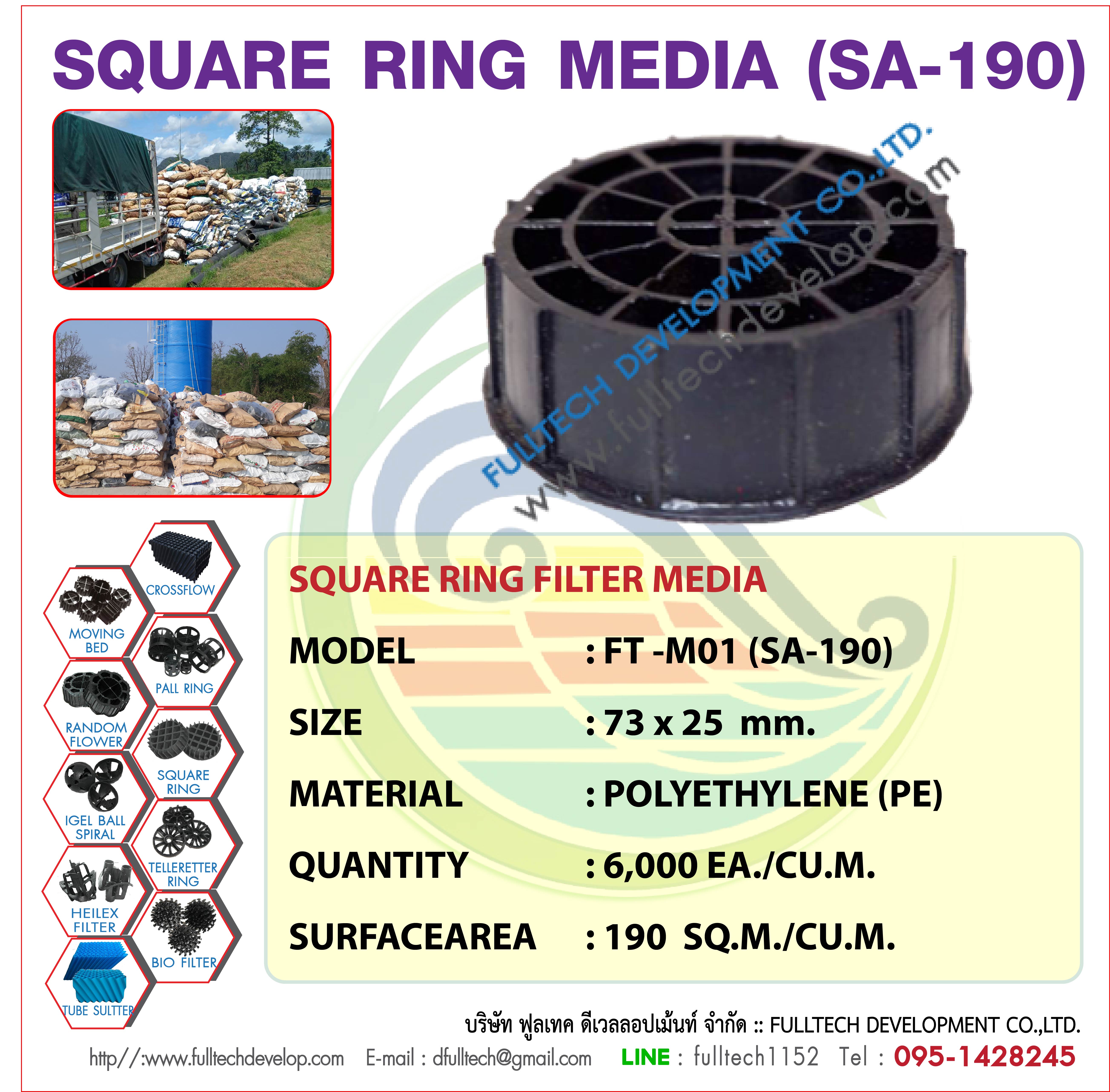 Bio Media FULLTECH จำหน่าย FT-M01 (SA-190) SQUARE FILTER (มีเดียรังผึ้ง) Packing Media พลาสติกมีเดีย รูปที่ 1