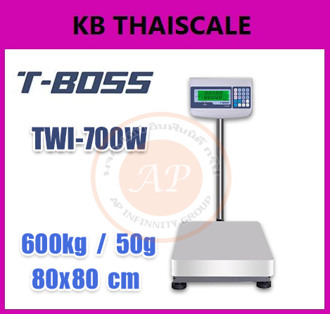 เครื่องชั่งดิจิตอลแบบวางพื้น ตาชั่งดิจิตอล พิกัด 600kg ละเอียด 50g ขนาดแท่น 80x80cm. ยี่ห้อ T-BOSS รุ่น TWI-700W รูปที่ 1