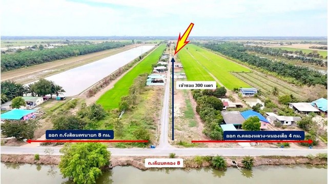 ที่ดินคลอง 8 ซอยบึงบอน 30/1 หนองเสือ 200 ตรว. เพียง 980,000.-  ถมแล้ว เข้าซอย 300 เมตร รูปที่ 1
