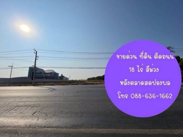 ขายที่ดิน สุวิทวงศ์ ถ.ตลาดปองพล ผังเมือง EEC สีม่วง ติดถนนใหญ่กว้าง 20 เมตร Land for sale 土地出售 รูปที่ 1