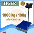 เครื่องชั่งตั้งพื้น 1 ตัน ค่าความละเอียด 100 กรัม แท่นชั่งน้ำหนัก 80x80 cm.ยี่ห้อ Tiger