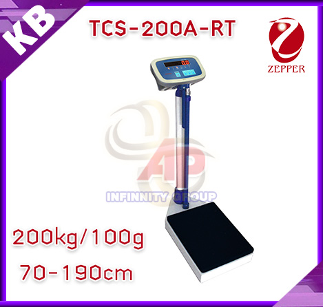 เครื่องชั่งพร้อมวัดส่วนสูง พิกัด200kg ละเอียด100g พร้อมชุดวัดส่วนสูง70 -190cm  ZEPPER รุ่น TCS-200A-RT รูปที่ 1