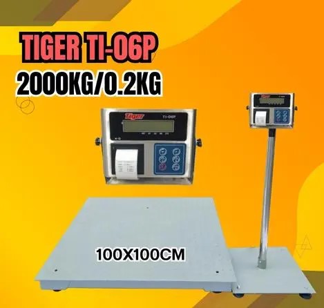 เครื่องชั่งดิจิตอลพร้อมปริ้นเตอร์ในตัว 2000Kg อ่่านค่าความละเอียด 200g แท่นชั่งชั่งขนาด 100x100cm. ยี่ห้อ TIGER รุ่น TI-06P พร้อมปริ้นสติ๊กเกอร์ในตัว มีพอร์ต RS232C รูปที่ 1