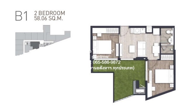 condominium คราฟท์ เพลินจิต Craft Ploenchit 2Bedroom1Bathroom ใหญ่ 58 ตาราง.เมตร 9800000 BAHT ไม่ไกลจาก รถไฟฟ้า BTS เพลินจิต เงียบสงบ รูปที่ 1