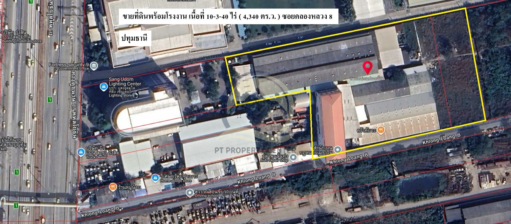 ขาย ที่ดินพร้อมโรงงาน เนื้อที่ 10-3-40 ไร่ (4,340 ตร.ว.) ซอยคลองหลวง 8 ปทุมธานี  รูปที่ 5