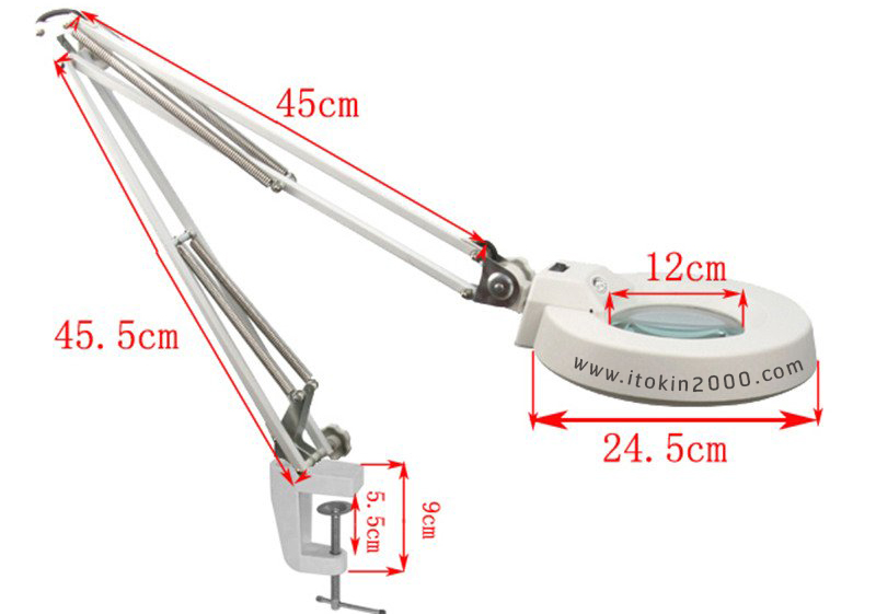 โคมไฟแว่นขยายหนีบโต๊ะ 5X ( กำลังขยาย 5เท่า ) โคมไฟ โคมไฟแว่นขยาย Lamp Magnifier 5X Clamp Magnifying Lamp รูปที่ 3