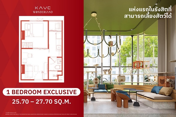 คอนโดใหม่ Kave Wonderland หนึ่งเดียวในรังสิต ใกล้ ม.ธรรมศาสตร์ รังสิต เลี้ยงสัตว์ได้ ซื้อคุ้มากกว่าเช่า โทร 061-6161426 รูปที่ 3