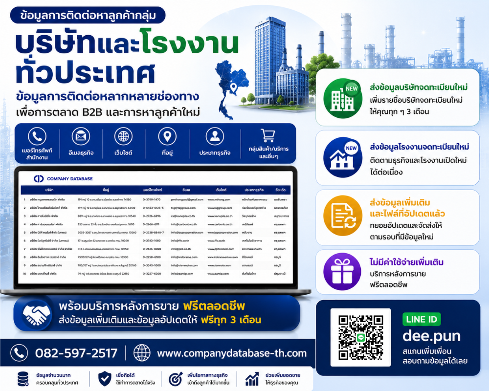 บริการข้อมูลกลุ่มธุรกิจต่างๆสำหรับใช้เจาะกลุ่มเป้าหมาย ช่วยเพิ่มยอดขายอย่างรวดเร็ว พร้อมส่งข้อมูลเพิ่มเติมให้ฟรี รูปที่ 3